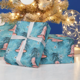 Vintage Christmas: Pink Bells & Snowflakes Wrapping Paper