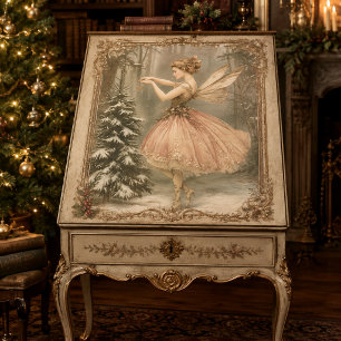 Vintage Christmas Pink Fairy Floral Decoupage Tissue Paper