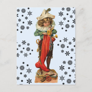 Vintage Christmas Pirate Girl Postcard