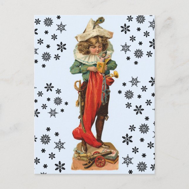 Vintage Christmas Pirate Girl Postcard (Front)