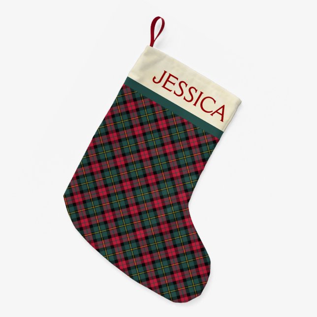 Vintage Christmas Plaid Christmas Stocking (Front (Hanging))