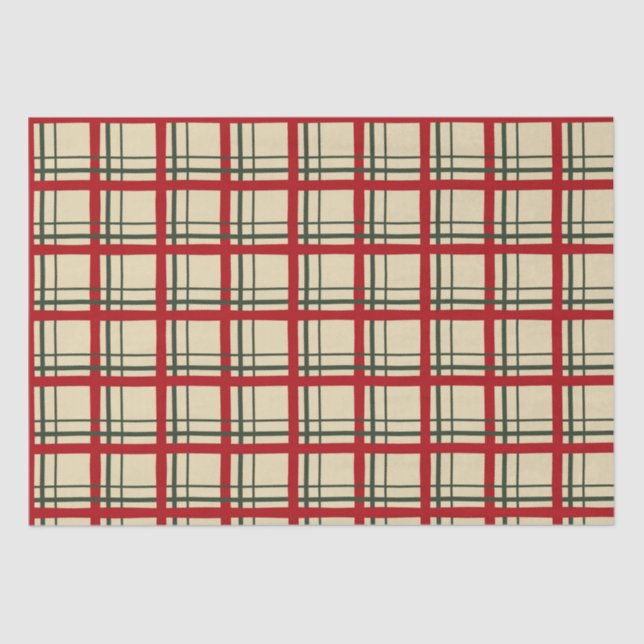 Vintage Christmas Plaid Tartan Design Tissue Paper (Front)