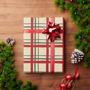 Vintage Christmas Plaid Tartan Design Wrapping Paper