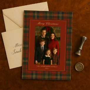 Vintage Christmas Plaid Timeless Heirloom Photo Holiday Card