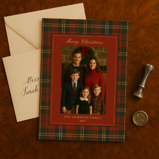 Vintage Christmas Plaid Timeless Heirloom Photo Holiday Card
