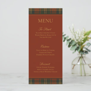Vintage Christmas Plaid Traditional Family Menu