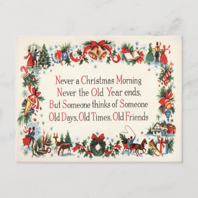 Vintage Christmas poem Holiday postcard (Front)