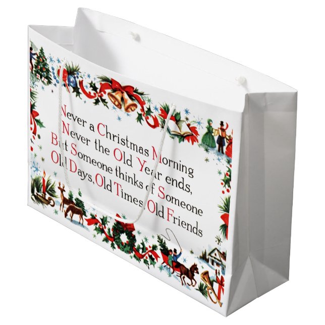 Vintage Christmas Poem Large Gift Bag (Front Angled)