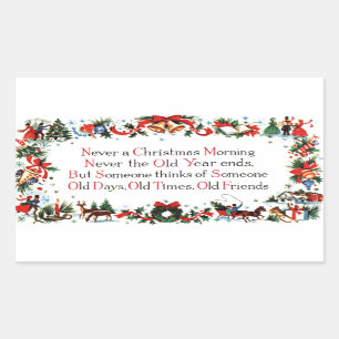Vintage Christmas Poem Rectangular Sticker