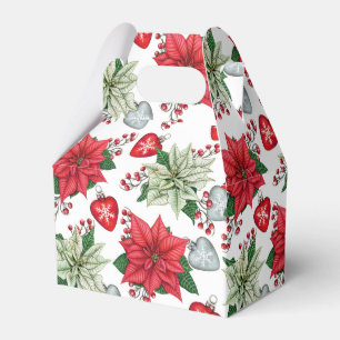 Vintage Christmas Poinsettia Flowers and Ornaments Favour Box