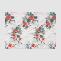 Vintage Christmas Poinsettias and Foliage