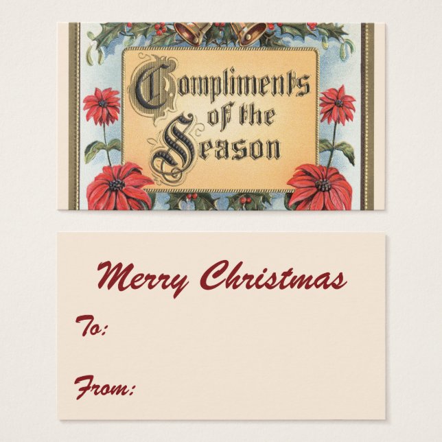 Vintage Christmas Poinsettias in an Ornate Frame (Front & Back)