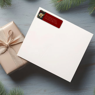 Vintage Christmas Poinsettias Return Address