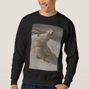 Vintage Christmas polar bear seated on snow Sweatshirt