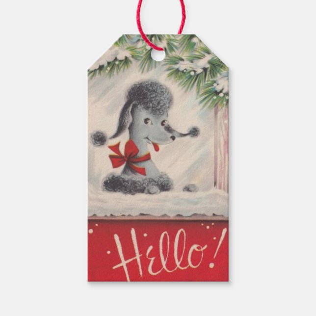 Vintage Christmas Poodle Gift Tags (Front)