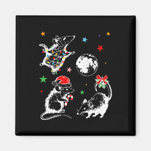Vintage Christmas Possums Moon Opossum Racoon Xma Magnet