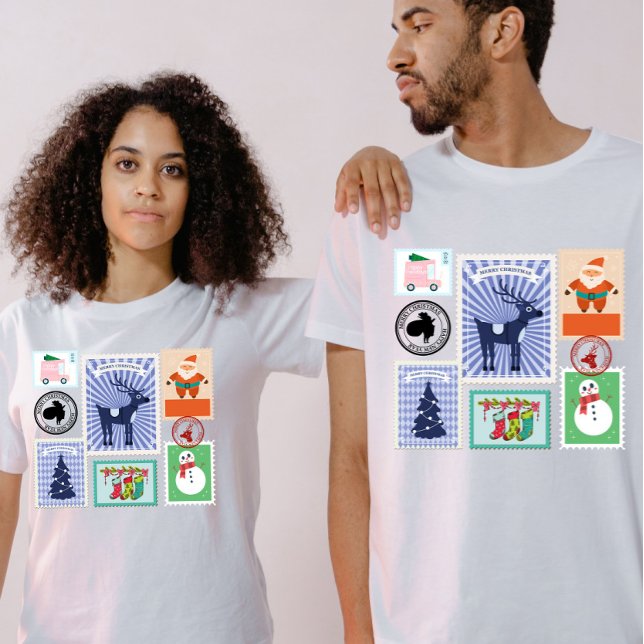 Vintage Christmas Postage Stamp Collage  T-Shirt (Creator Uploaded)