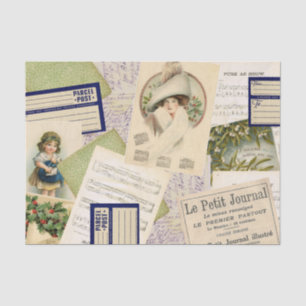 Vintage Christmas Postcard Collage Tissue Paper