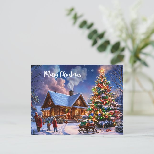 Vintage Christmas Postcard | Festive Holiday Greet (Standing Front)