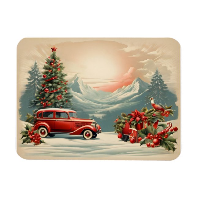 Vintage Christmas poster Magnet (Horizontal)