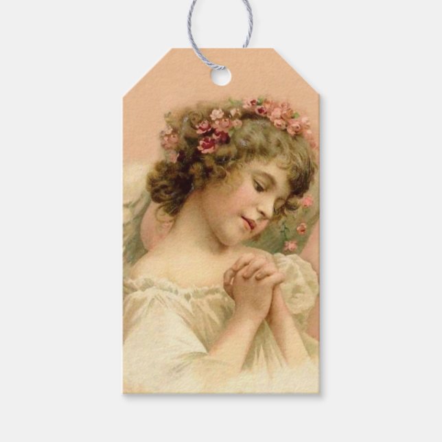 Vintage Christmas Praying Angel Gift Tags (Front)