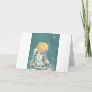 Vintage Christmas Praying Angel Holiday Card