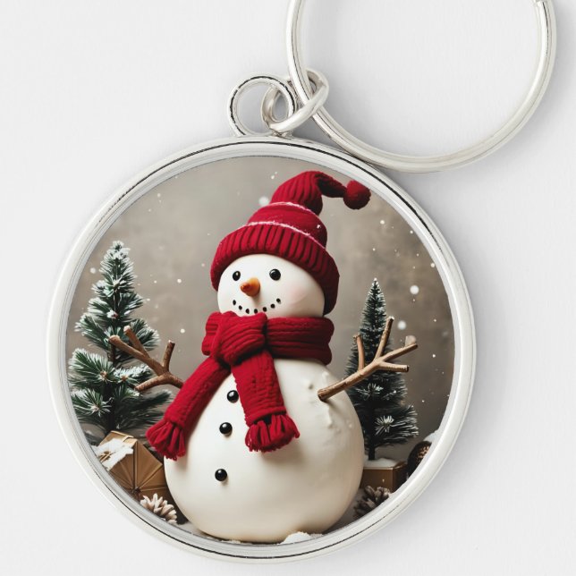 Vintage Christmas - Premium Round Keychain (Front)