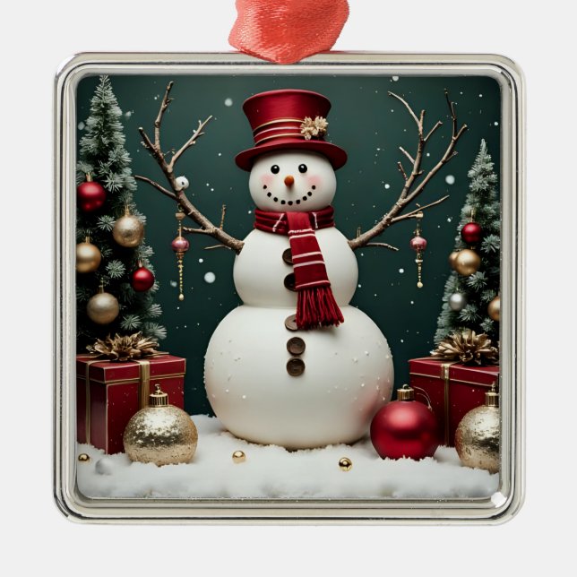 Vintage Christmas - Premium Square Ornament (Front)