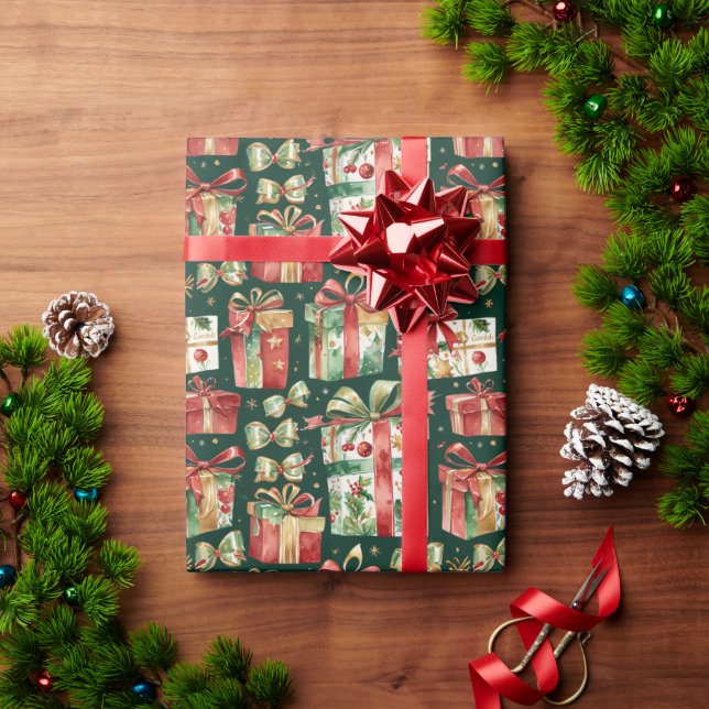Vintage Christmas Presents Wrapping Paper (Holiday Gift)