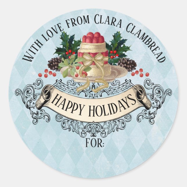 Vintage Christmas pudding Christmas sticker (Front)