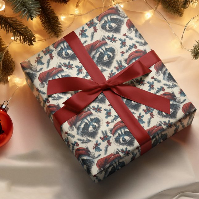 Vintage Christmas Racoon  Wrapping Paper (Creator Uploaded)