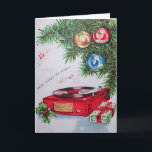 Vintage Christmas Record Playing Under Tree Holiday Card<br><div class="desc">Vintage Christmas Record Playing Under Tree Holiday Card.</div>