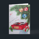 Vintage Christmas Record Playing Under Tree Holiday Card<br><div class="desc">Vintage Christmas Record Playing Under Tree Holiday Card.</div>