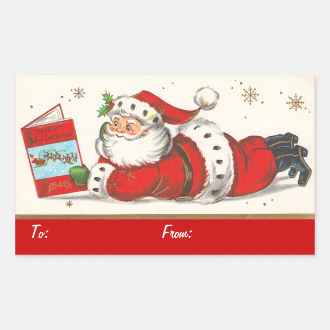 Vintage Christmas Rectangular Sticker | Zazzle