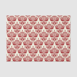 Vintage Christmas Red and Cream Fleur de Lis  Tissue Paper
