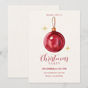 Vintage christmas red ball  invitation