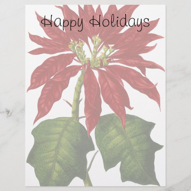 Vintage Christmas, Red Poinsettia Winter Plant (Front)