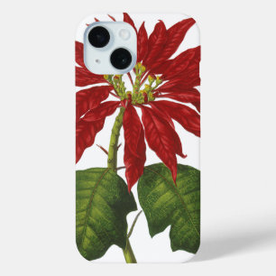 Vintage Christmas, Red Poinsettia Winter Plant iPhone 15 Case