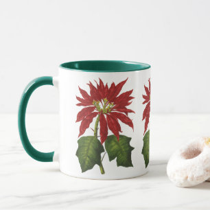 Vintage Christmas, Red Poinsettia Winter Plant Mug