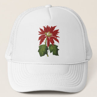 Vintage Christmas, Red Poinsettia Winter Plant Trucker Hat