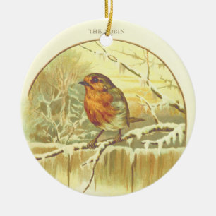 Vintage Christmas Red Robin Ceramic Tree Decoration