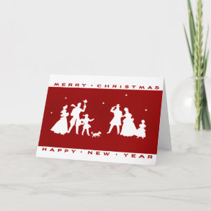 Vintage Christmas Red Silhouette Card