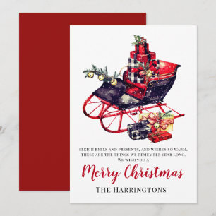 Vintage Christmas Red Sleigh Victorian Greeting