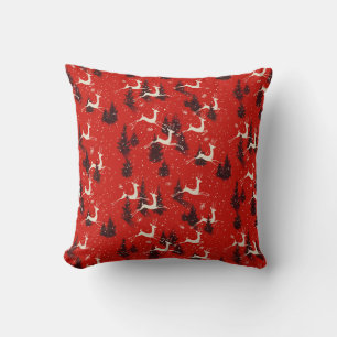Vintage Christmas Reindeer Cushion