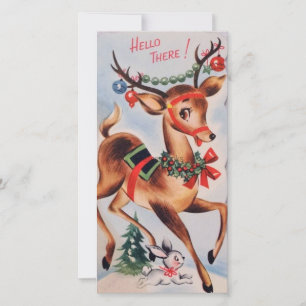 Vintage Christmas Reindeer Holiday Card