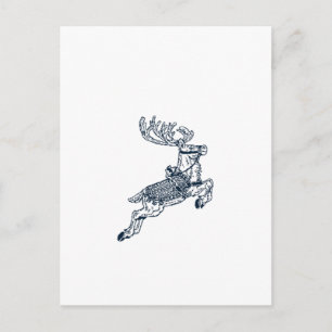 Vintage christmas reindeer holiday postcard