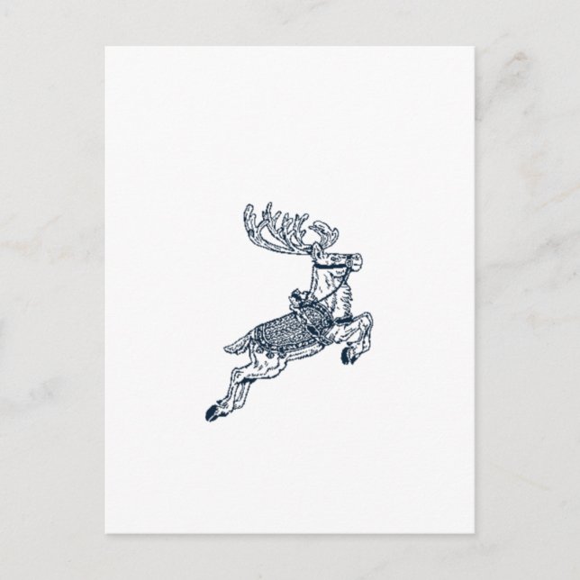 Vintage christmas reindeer holiday postcard (Front)