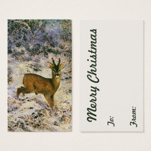 Vintage Christmas Reindeer in Winter Forst Snow