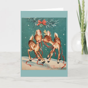Vintage Christmas - Reindeer Kisses, Holiday Card