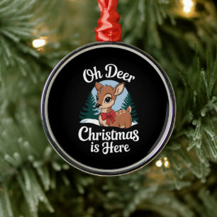 Vintage Christmas Reindeer Oh Deer Christmas Here Metal Tree Decoration